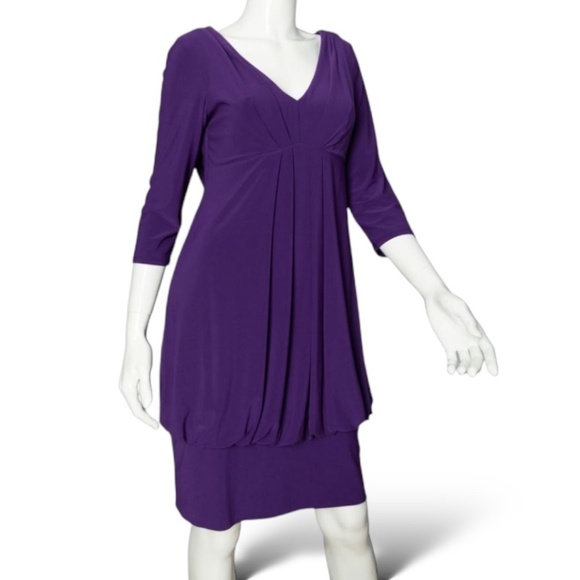 FRANK LYMAN Rusched Sleeves Pleated and Gathered Knee Length Dress NWT US Sz 12 - Picture 10 of 11